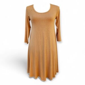 NWT Style & Co Tan A-Line Swing Dress, 3/4 Sleeve, Size SP